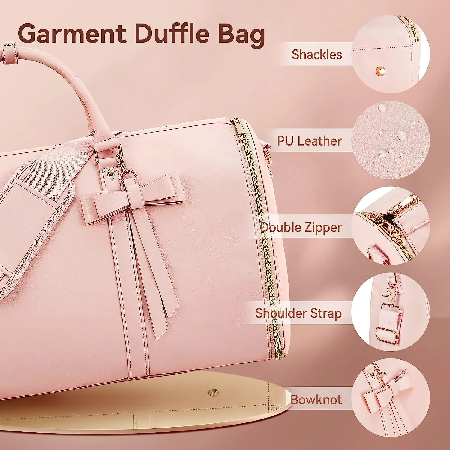 Wholesale Women Trendy PU Leather Suit Bags Travel Garment Bags Travel Dress Storage Duffle Tote Bags with Butterfly