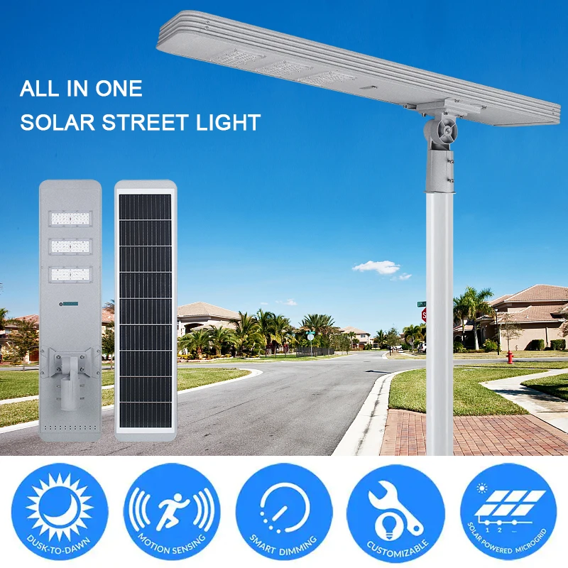 high quality endurance automatic integrated solar powered led street light 100w all in one outdoor road