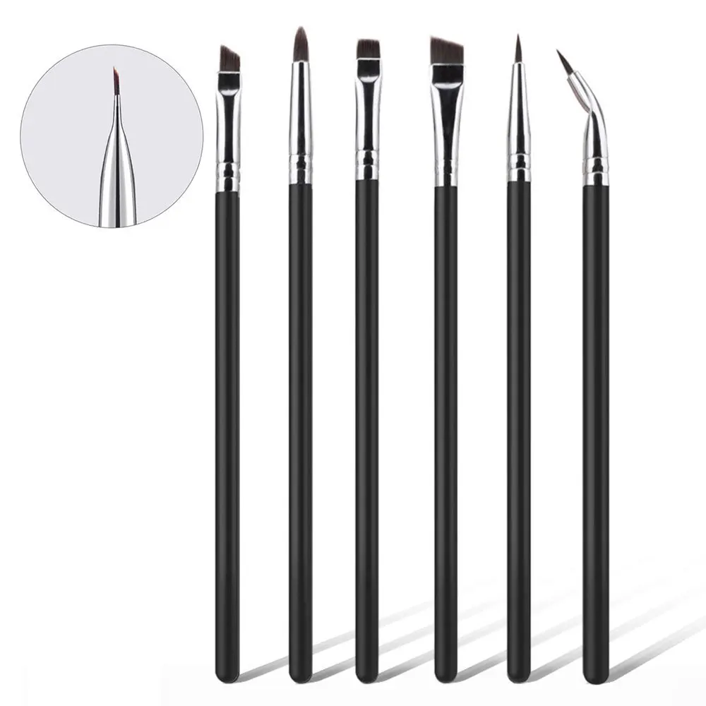 HMU Eyeliner Set Custom Logo Private Label Professional Ultra Thin Fine Angle Eye Eyebrow Liner Eyeliner Brushes