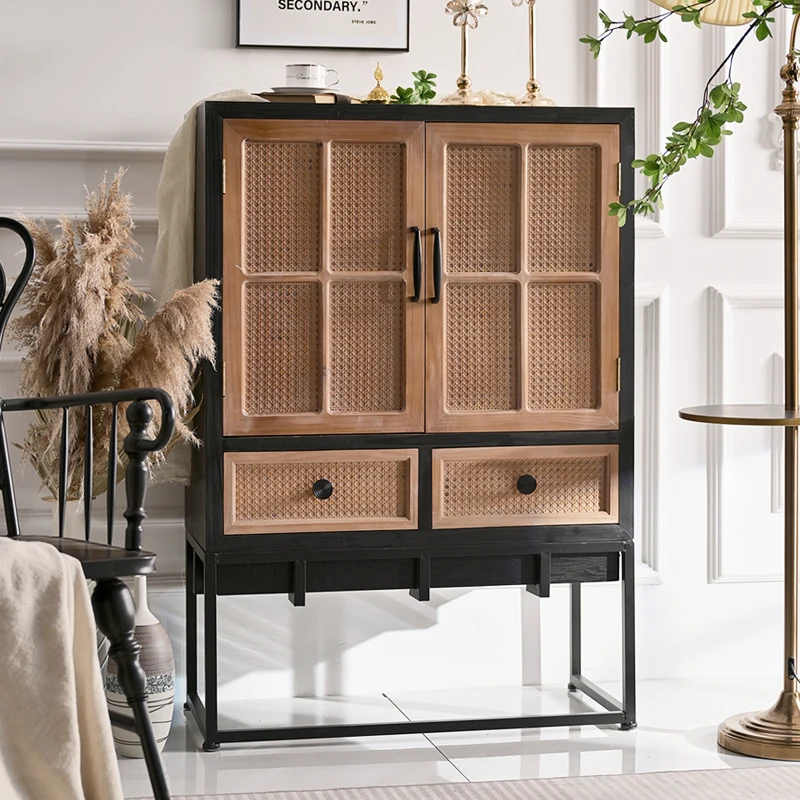 INNOVA New design accent metal wooden storage hallway entry buffet cabinet furniture with drawer and door