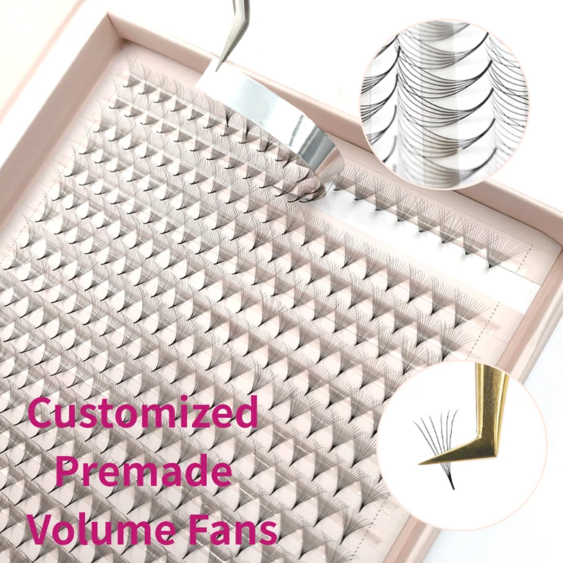 Fluffy premade matte volume fans 0.03 mix pro made fans xl box fluffy mink pre made eyelash fans