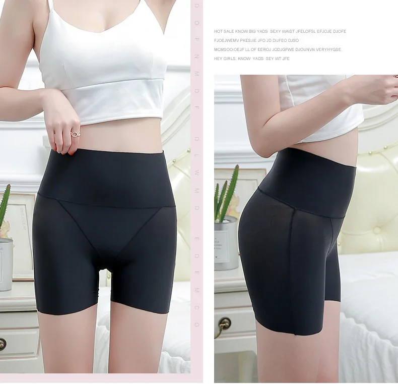 Women High Waist Slimming Tummy Control Knickers Icesilk Summer Dress Underpant Safety Underwear Boxer Boyshorts