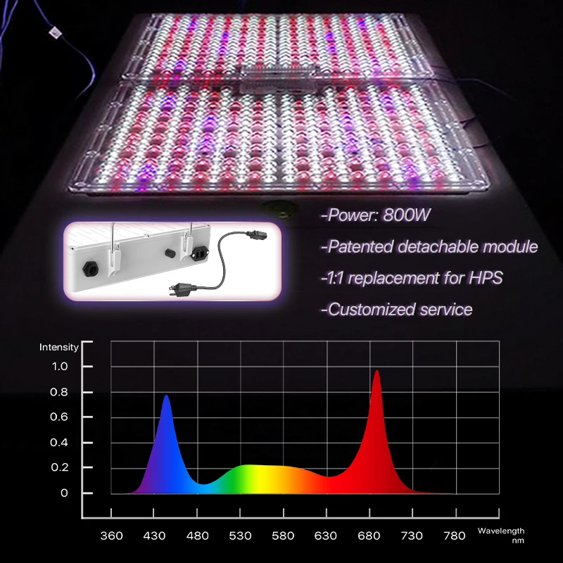 LONGSUN Patented Full Spectrum Led Top Lighting  800W 800Watt with White Color Blue and Red Color Wavelength  Top Bin LED Chips