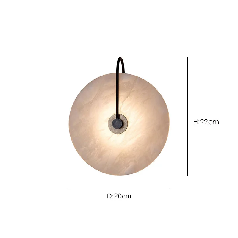 Nordic postmodern simple marble wall lamp creative round restaurant living room bedroom bedside iron marble wall lamp