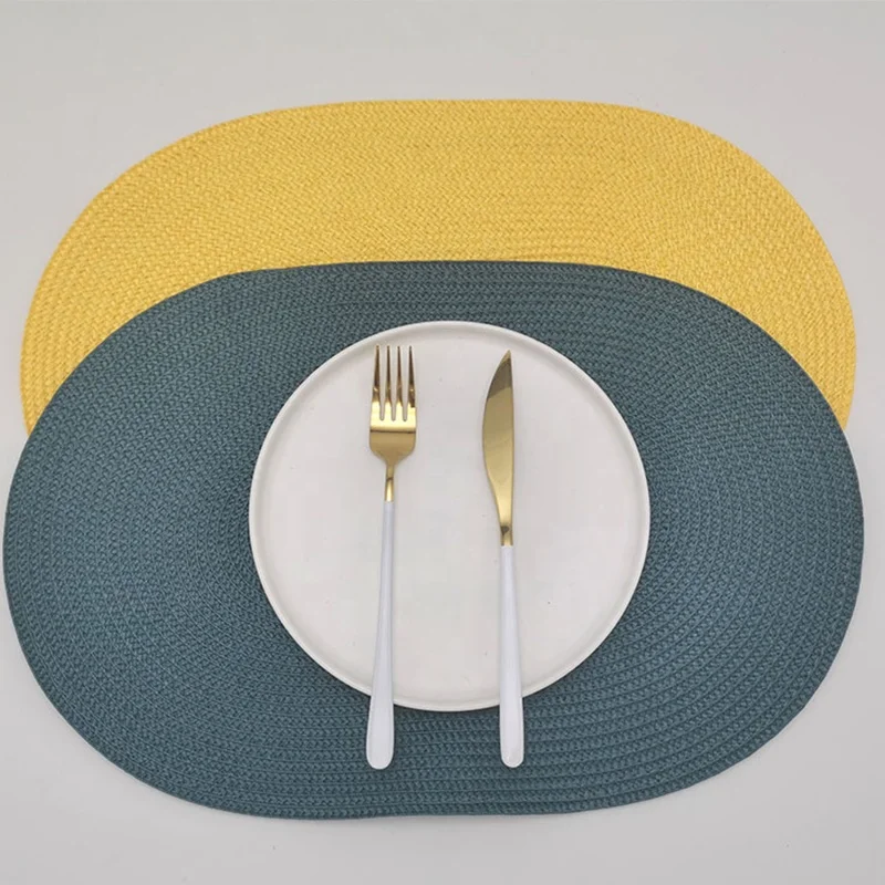 
Hot Sales Oval European And American Popular Woven Placemats Waterproof Durable 