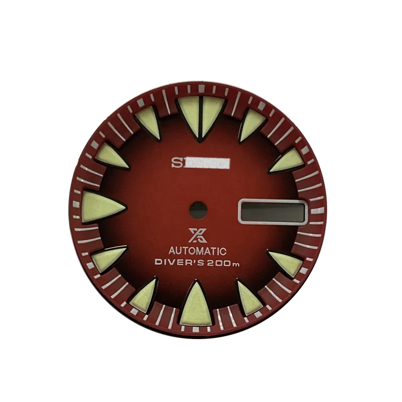 Watch Parts 28.7mm Red dial luminous marks Monster dive watch dial suitable for NH36 Automatic Movement