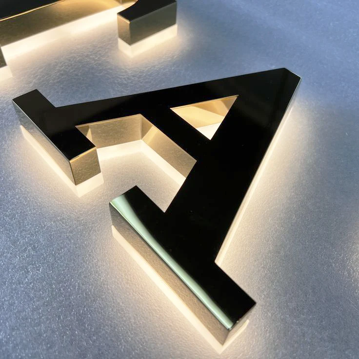 Manufacturer Custom Laser Cutting 3D Metal Titanium Backlit Signage Stainless Steel Letter Mirror Electronic Signs