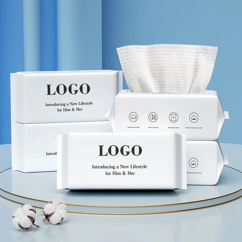 Wholesale RTS Printed Custom Tissue Facial Disposable Cotton Tissue Plant Cotton Soft Body Facial Tissue for Face Cleaning