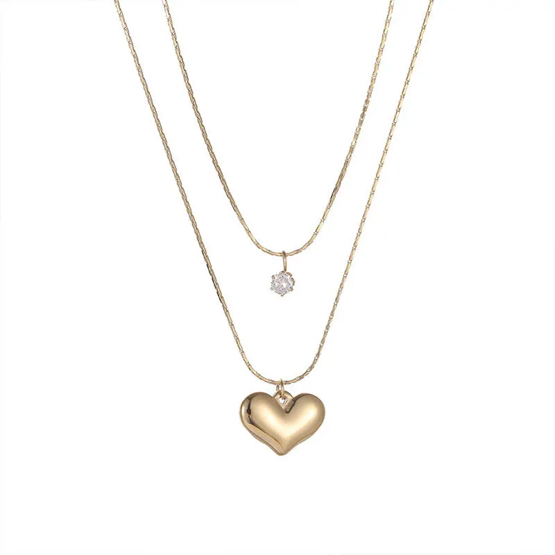 14K Golden Love Pendant Stainless Steel Necklace Female Ins Simple Heart-shaped Women Best Friend Necklaces Jewelry