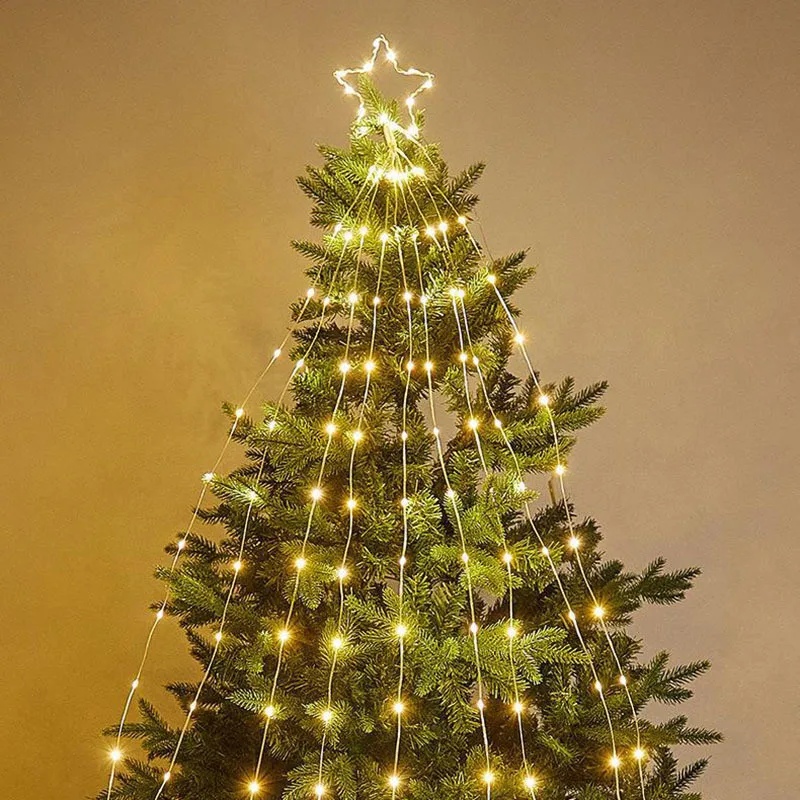 Led Star Waterfall Lights Christmas Tree Decorative Fairy Light String Outdoor Indoor Garden Garland Decoration String Lights