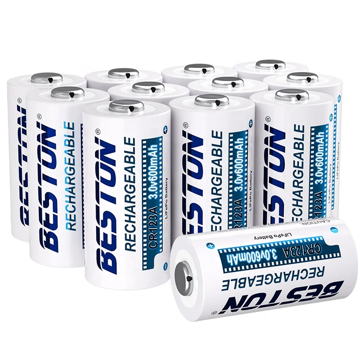 
12 Pcs Rechargeable Cylindrical CR123A 600mah Lifepo4 3V Lithium Battery Cell For Flashlight 
