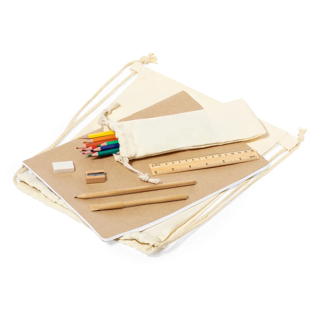 ECO FRIENDLY PROMOTIONAL KRAFT PAPER COLORING NOTEBOOK WITH  COLORED PENCILS KIDS DRAWING NOTEPAD STATIONERY SET IN COTTON BAG