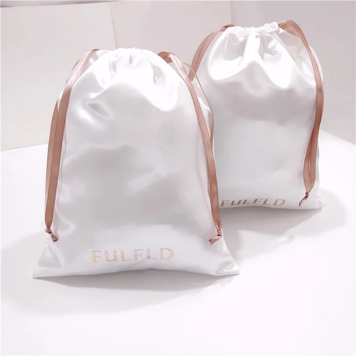 Custom Luxury Silk Bags For Hair Extensions Folding Satin Envelope Pouch For Wedding Hair Accessories Packaging boxes Luxury Wig