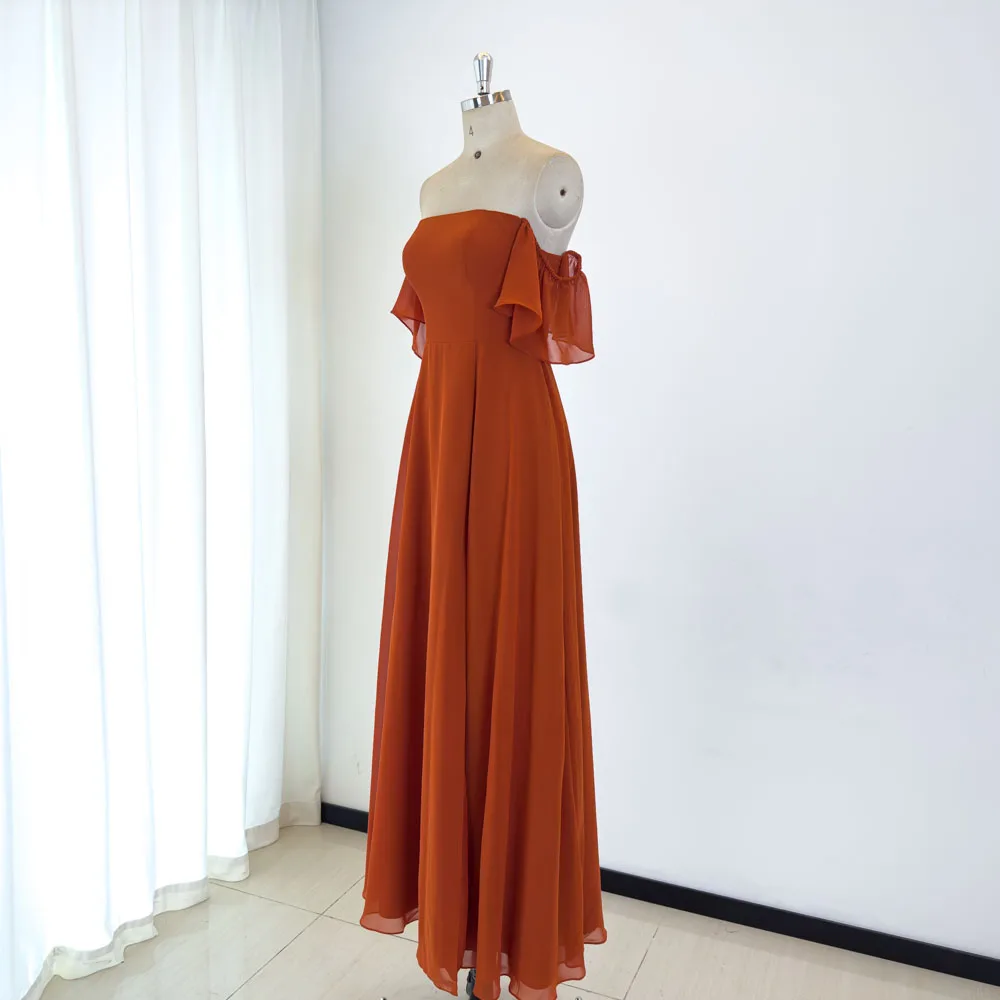 TEENYEE Elegant A-Line Bridesmaid Dresses Off Shoulder Neck Maid of Honor Gowns Wedding Guest Evening Prom Wear