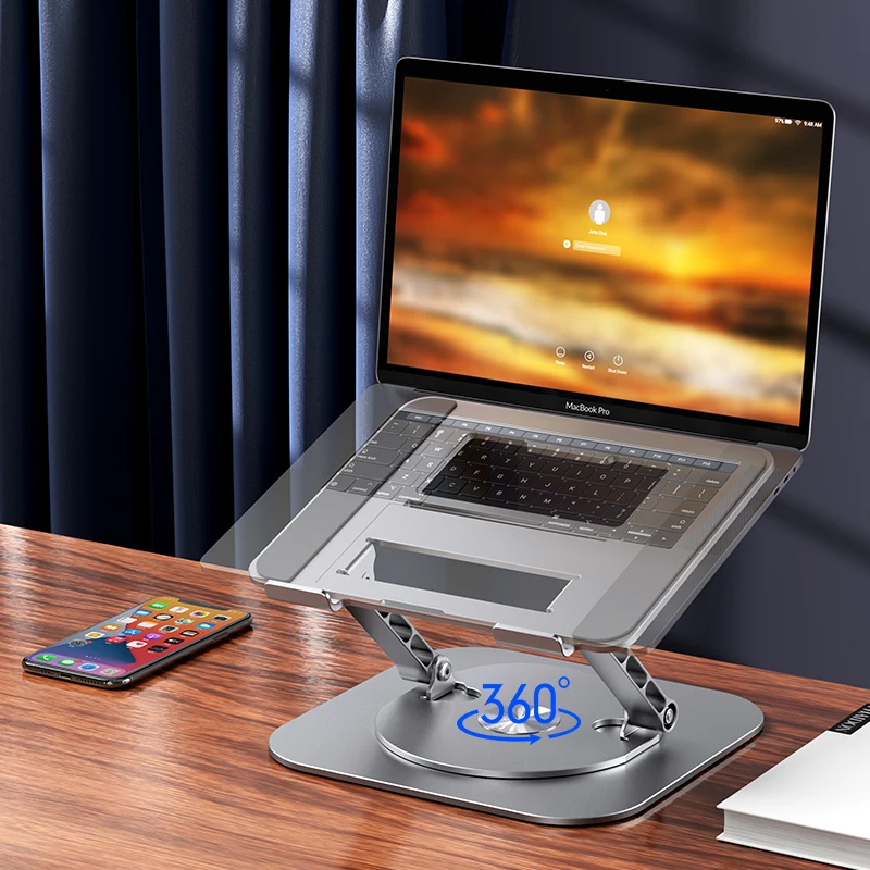 Регулируемая подставка для ноутбука из алюминиевого сплава складная Портативная вращающийся на 360 градусов