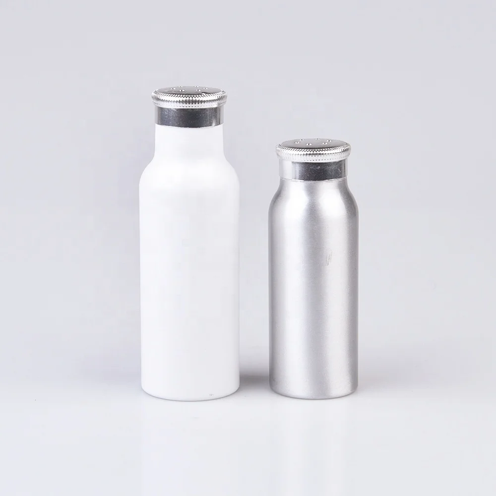 wholesale advanced new design aluminum bottle with screw cap for talc powder