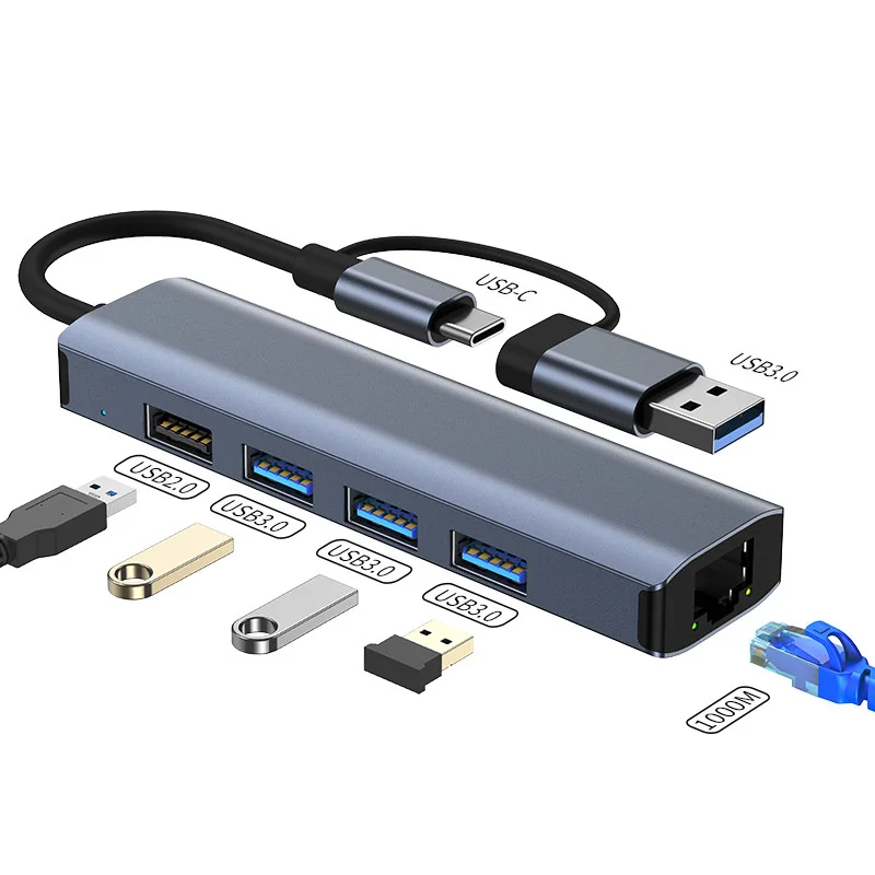 5 в 1 USBC3.0 концентратор Type C 4 порта многопортовый разветвитель адаптер OTG USB для ПК Macbook Pro 13 Air Mi Pro конвертер аксессуары