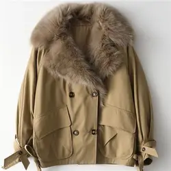 2022 Autumn winter jacket women parkas rabbit fur cropped coat for women