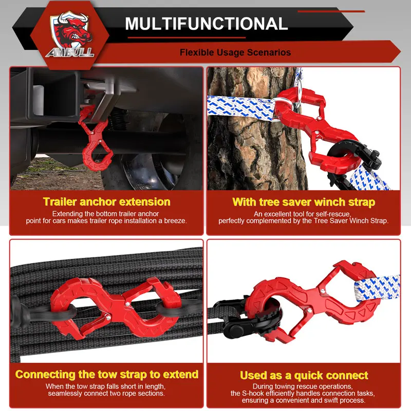 Atv Motorcycle Truck Car Suv Jeep High Quality Hot Sale 35500lbs Forged Steel Trailer Winch Hook For Winch Cable Ropes Boat Car