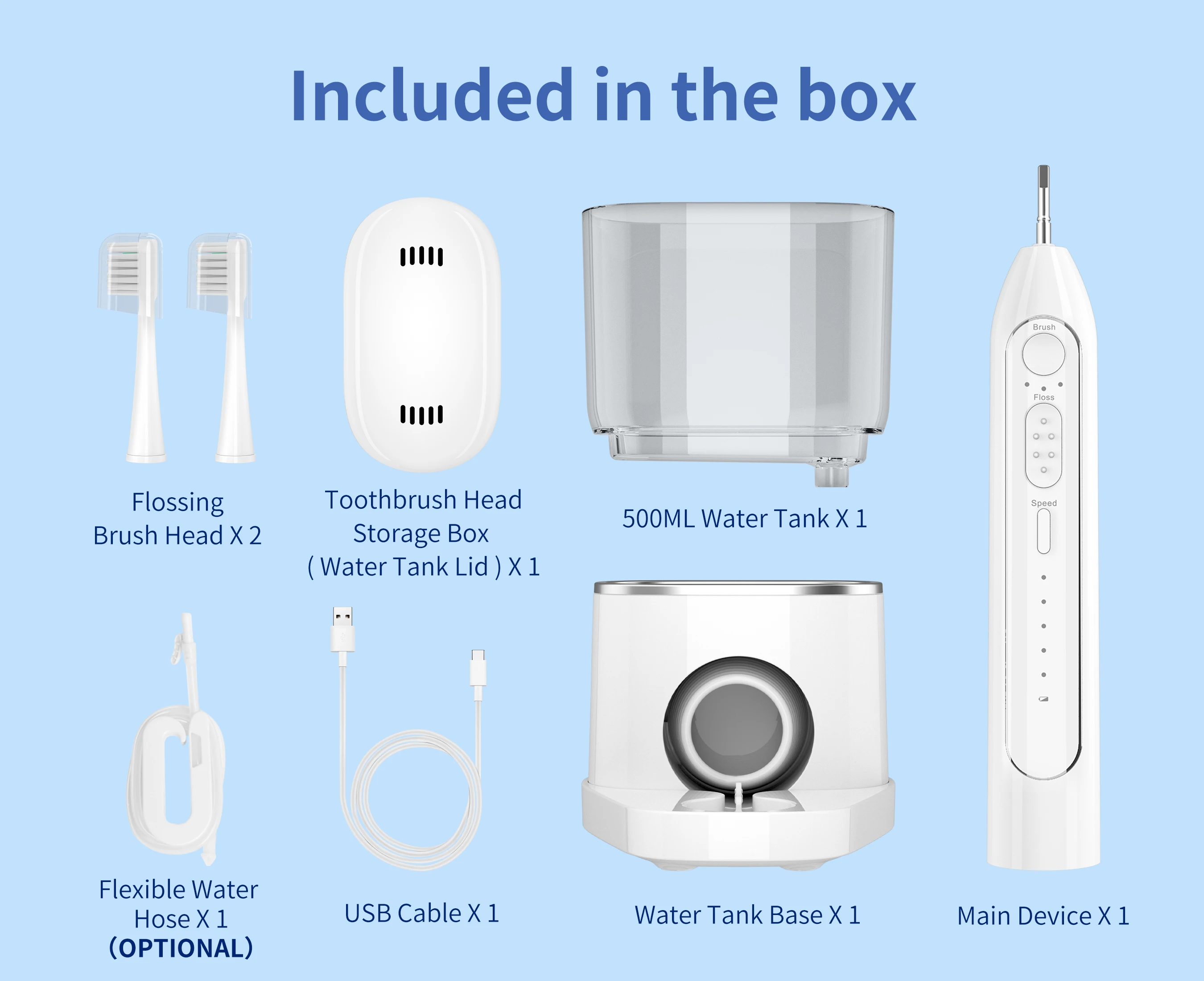 New Trend 2 in 1 Water Flosser for Teeth Oral Irrigator Three Modes Portable Electric Flossing and Brushing Combine in One