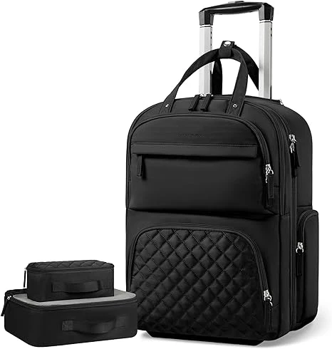 17 Inch Water Resistant Rolling Suitcase for Travel Underseat Multi-functional Carry On Suitcase Portable Work Suitcase