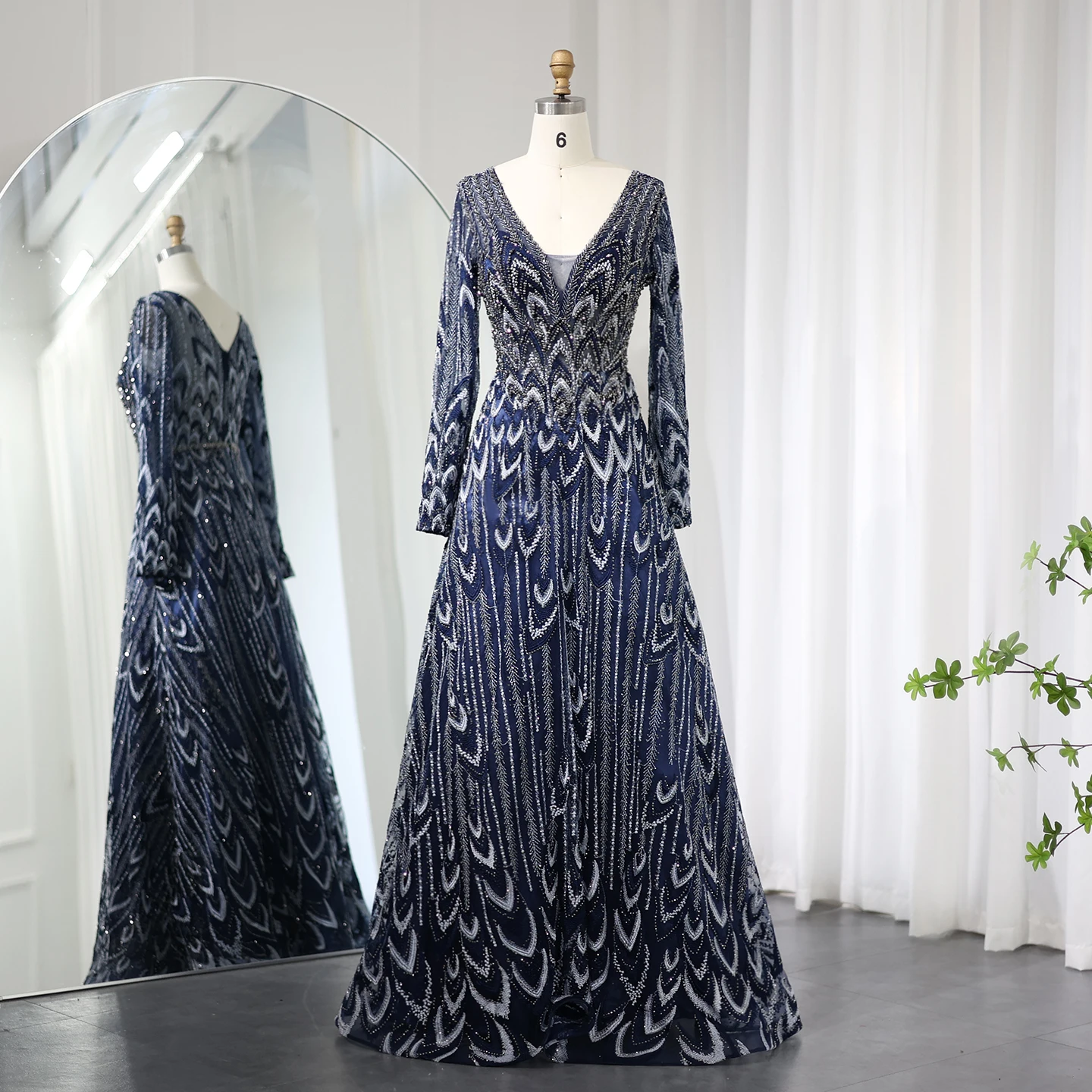 Jancember Wholesale Heavy Sequined Full Sleeve A-Line Women Party Plus Size Formal Fashion Elegant Evening Dresses 2023