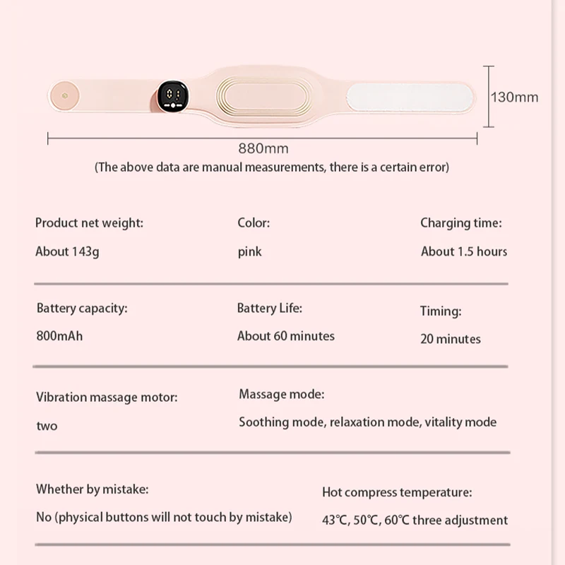 Tech Love Portable Abdominal Lightweight Soft Fabric Waist Massager Electric Heating Massager Pad Warm Palace Belt For Women