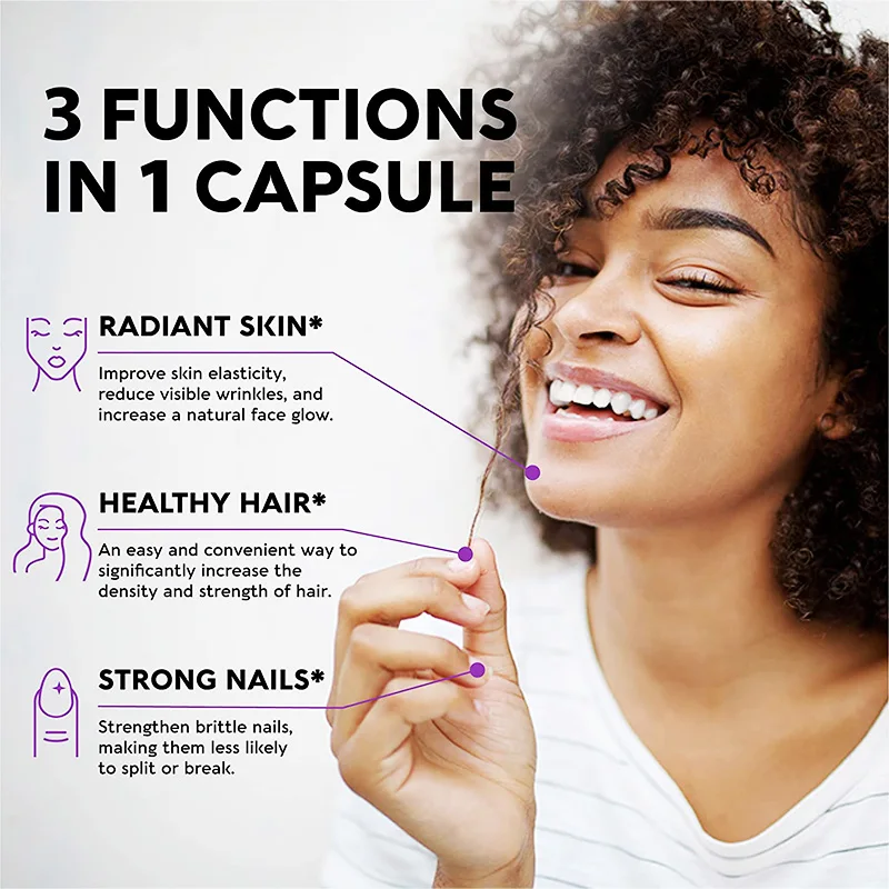 Private Label 60pcs Biotin Collagen Softgel Capsules Vitamins Biotin Supplement for Hair