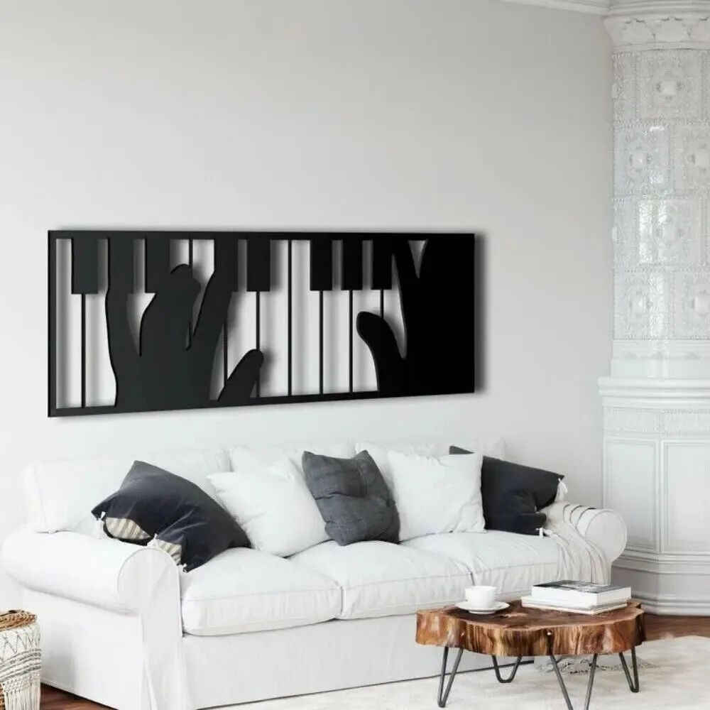 Home Decoration Piano Black Metal Wall Art Elegant Wall Hanging Decor