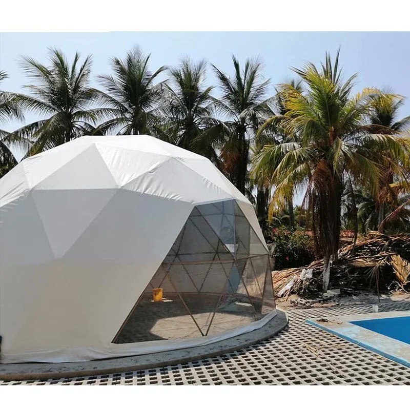 Eco Prefab Transparent Geodesic Luxury Roof Pvc Heated Hotel glamping House Desert round dome tent For camping