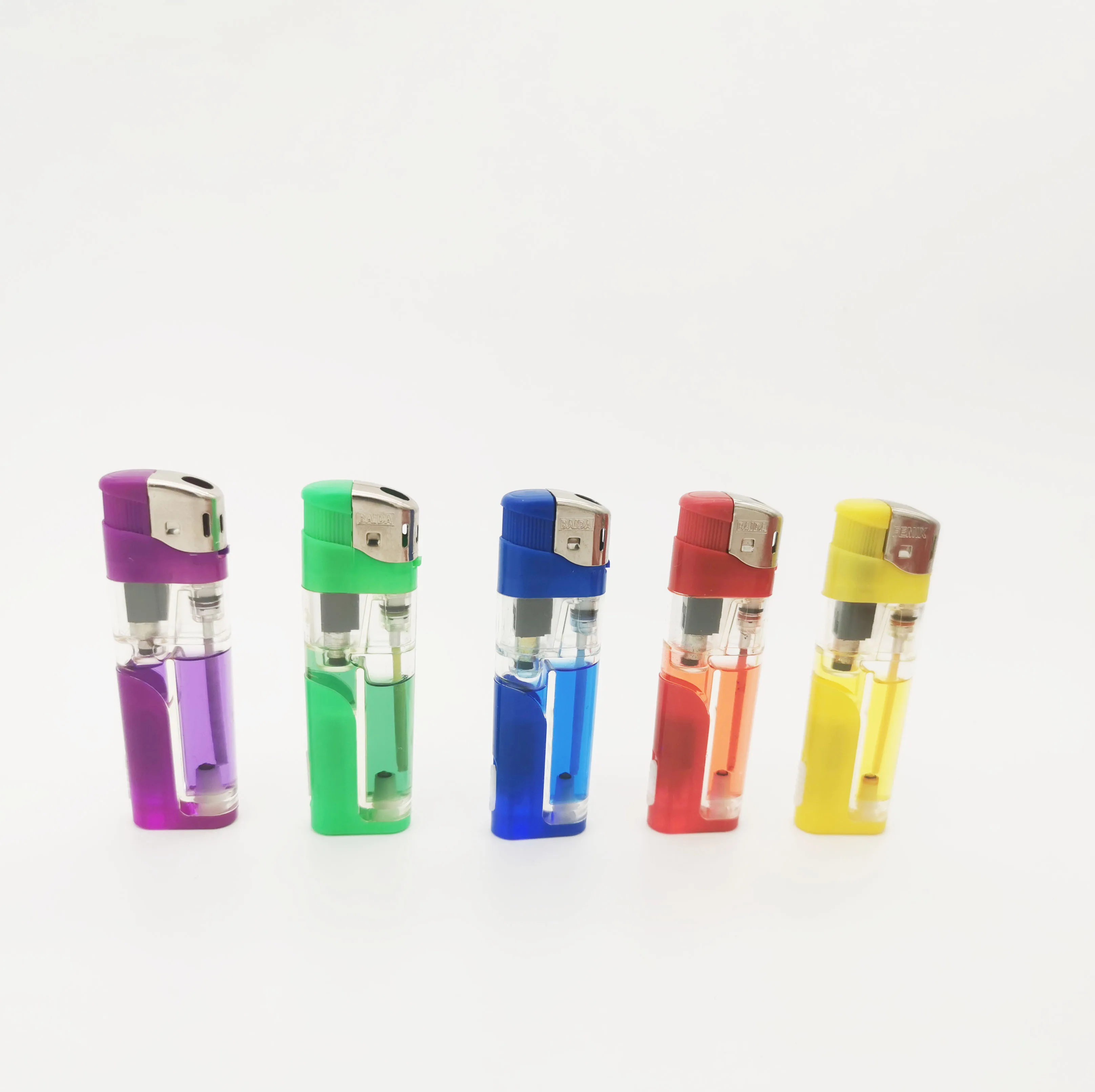 Best Selling Supplies Colored 5 Colors Assorted High Led Lighters With Color Gas Baida