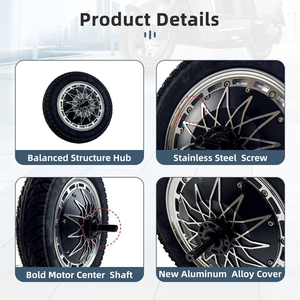 12Inch Wheel Hub Motor 72V 5000W 100-120Kg/H Bldc Hub Motor Wheel Price  Kit With Battery Price