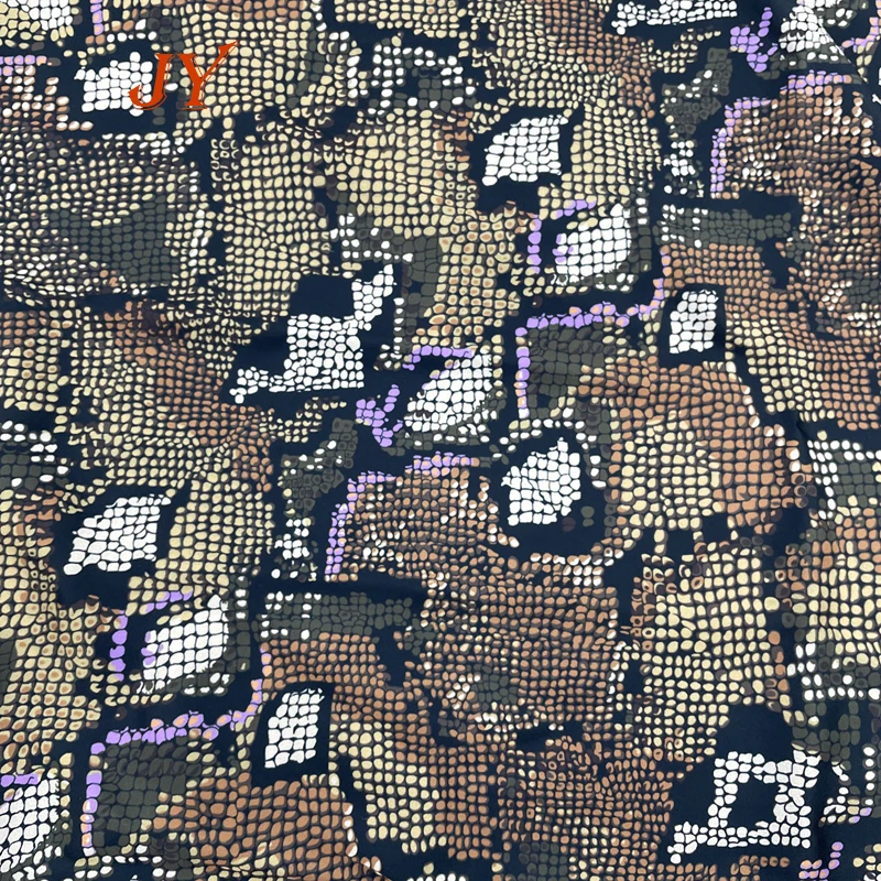 WF082  Wholesale custom digital print cheap  snakeskin Print Silk Chiffon Fabric SMALL MOQ