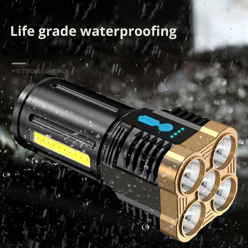 Outdoor Portable Waterproof Torch Light Led Flashlight Long Range Powerful USB Rechargeable Flashlight
