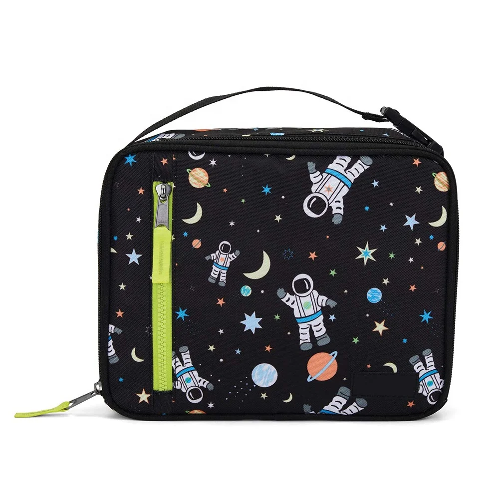 Supplier Durable Freezable Lunch Box Cute Girls and Boys Funny Spaceman Cartoon  Printing Insulated Cooler Bento Tote Lunch Bags