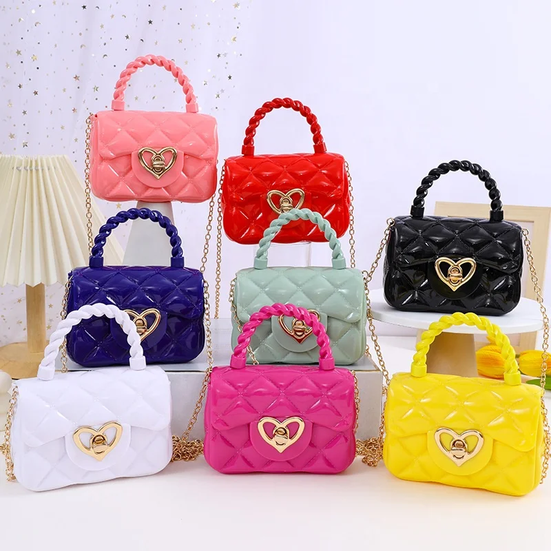 2023 Latest design Custom Women Girls Kid Daily Bag Cute Candy Color Kid Jelly Mini Handbag