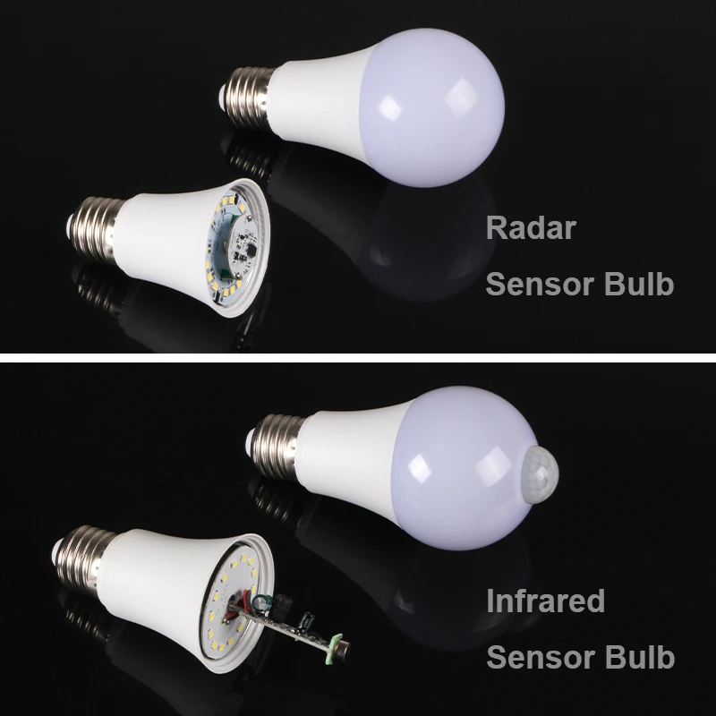 Intelligent Light Sensor Control LED Bulb Microwave Radar Motion Sensor Infrared Temperature Sensor E27 Smart LED Bulb