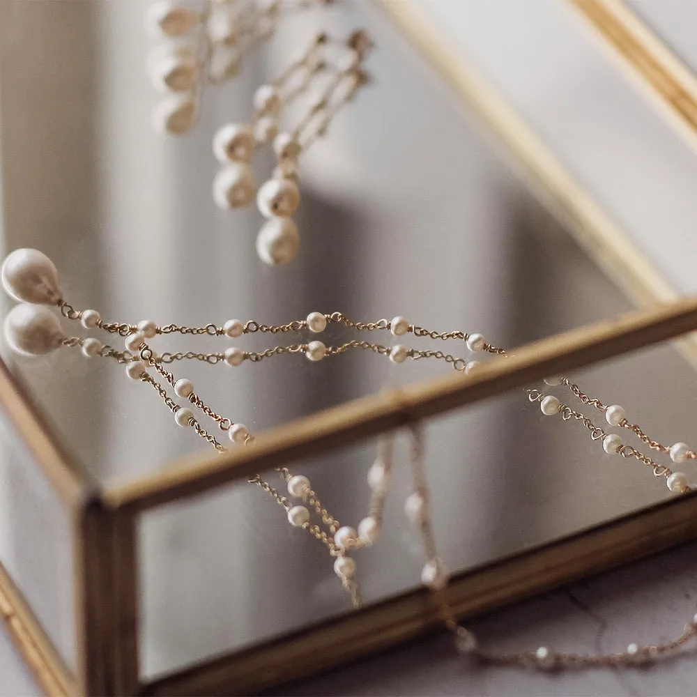 Custom handmade jewellery dainty pearl necklace silver pearl necklace fresh water pearl necklace for women silver jewelry