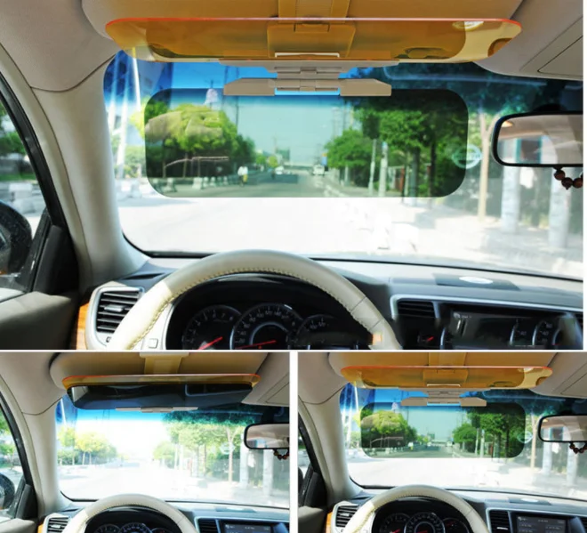 2 in 1 Car Sun Visor HD Anti Sunlight Dazzling Day Night Anti Glare Vision Driving Mirror UV Fold Flip Down Clear View