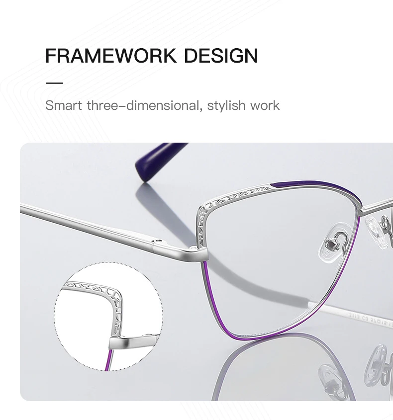 Fashion Eyeglass Frame Women Cat Eye Glasses Metal Frame anti blue light glasses blue blocking eyeglasses optical frames