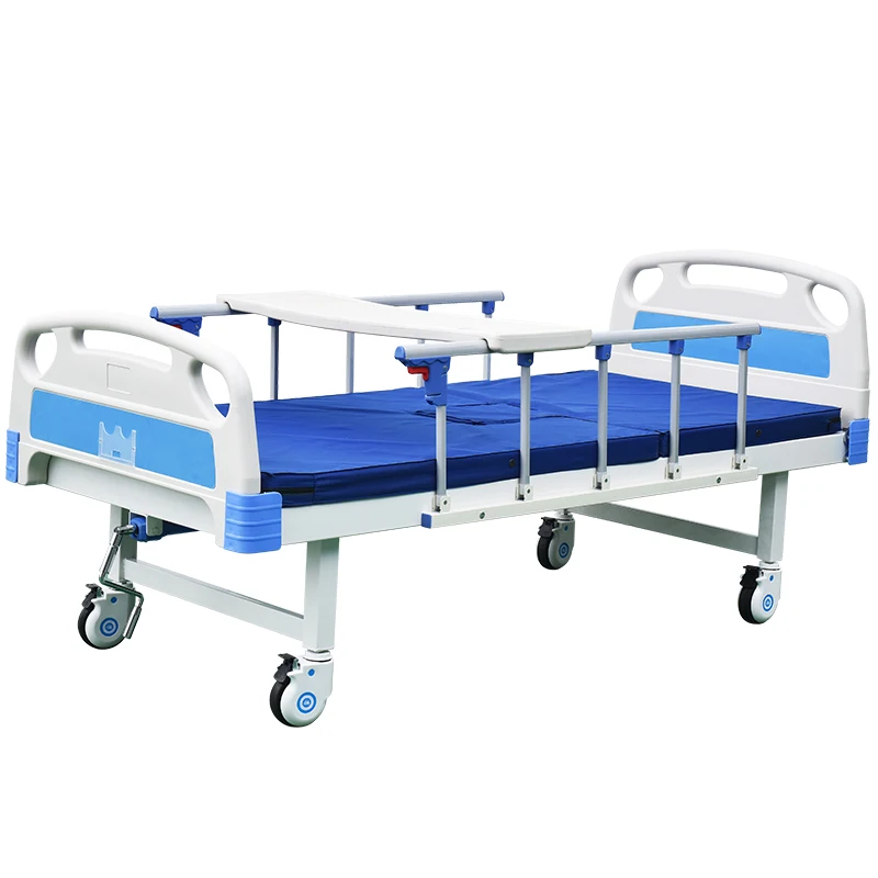 ABS Manual One Cranks Hospital Bed With Pe Head Medical 1 Function Patient Bed With Strip Type Bed Surface In ICU Room