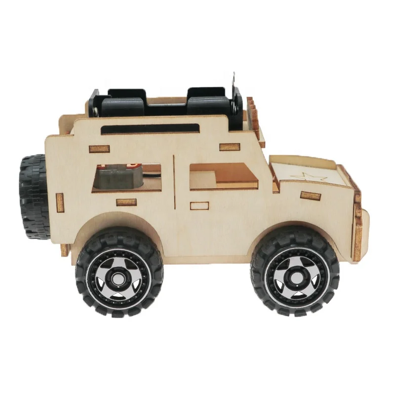 4 in 1 DIY assemble wooden puzzle toy transportation model car building kits STEM wood educational science experiment build toy