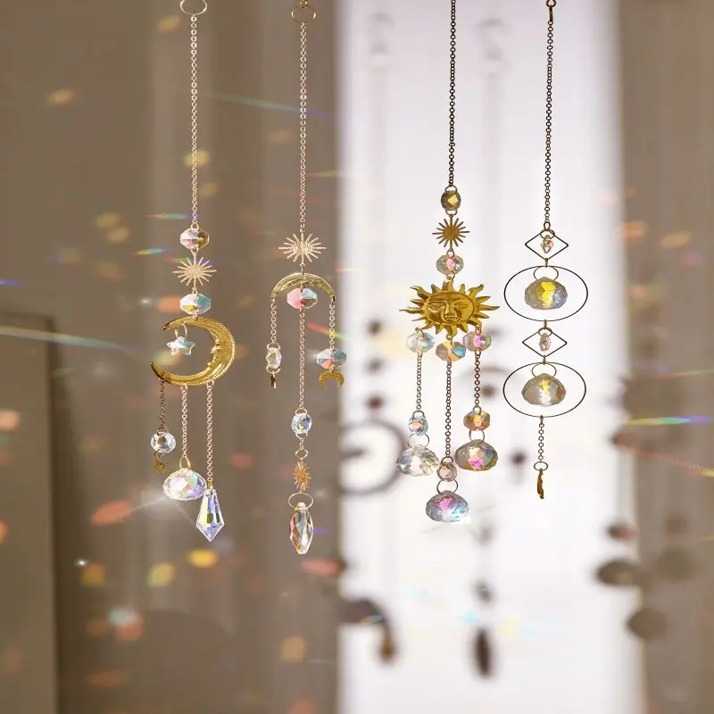 Dropshipping Sun Catcher Hanging Suncatcher Shiny Rainbow Crystal Prism Ball Decor And Suncatchers Moon