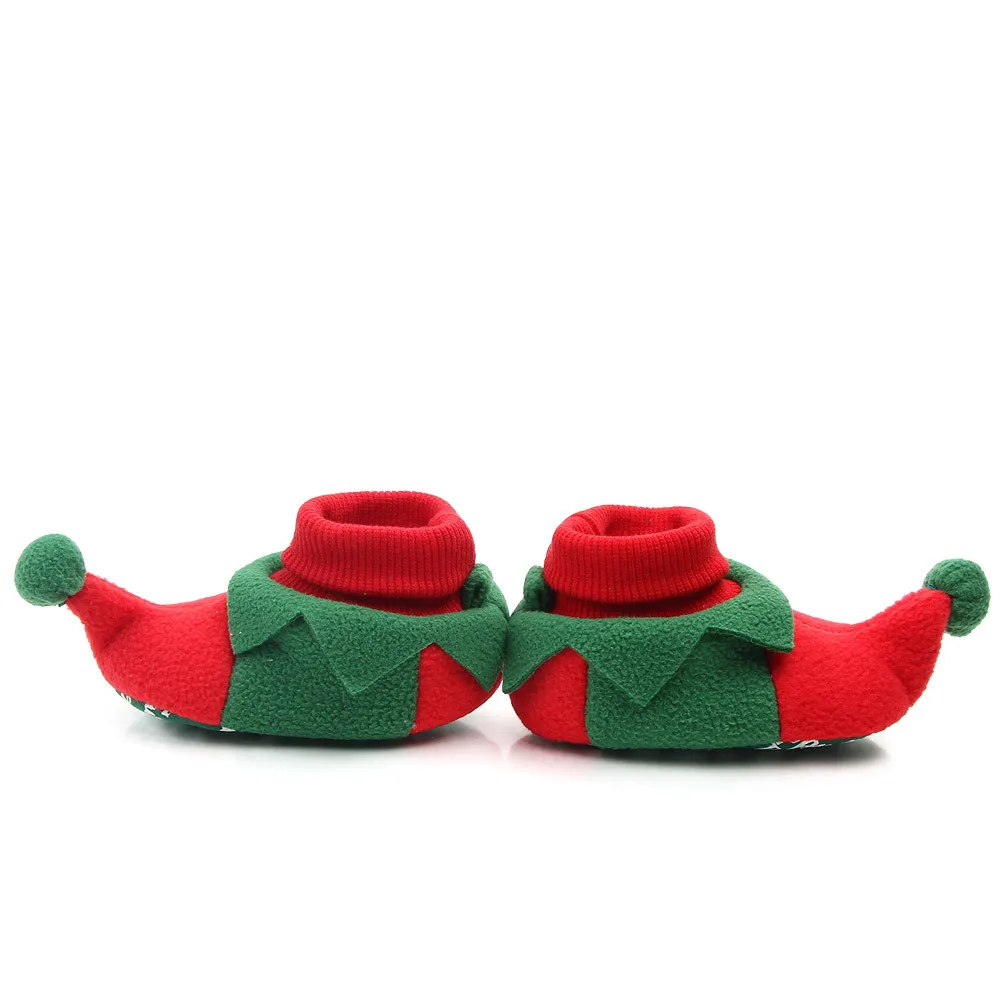 
Fleece Infant Baby Warm Slippers Christmas Carton Indoor Slippers Cute Factory Winter X-mas Santa Cotton for Kids Standard 0.2kg 