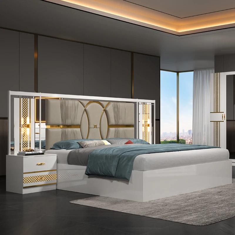 Cheap Price Modern Meuble De Chambre A Coucher King Size Bed Set Home Double Wooden Modern Luxury Full Bedroom Sets Furniture