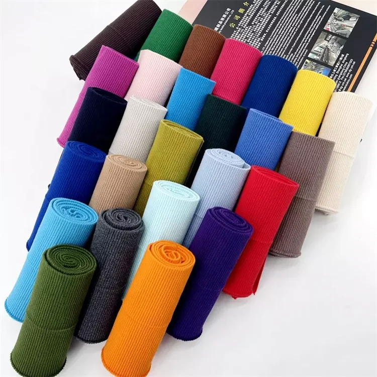 Factory Design 95% cotton 5% spandex High Quality Rib Hem, colorful knit ribbing cuff and hem