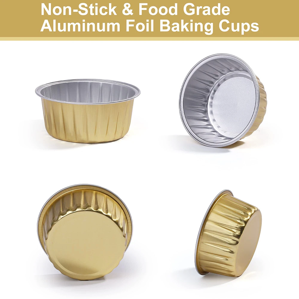 5oz/125ml Mini Aluminum Foil Baking Cupcake Creme Brulee Cupcake Liners Desert  Pans Flan Mold Container with Lid