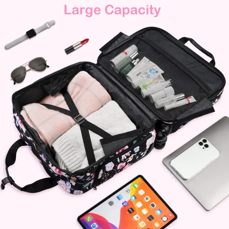 Rolling Briefcase with Spinner Wheels Overnight Roller Carry on Computer Case for Travel Rolling Laptop Bag Women