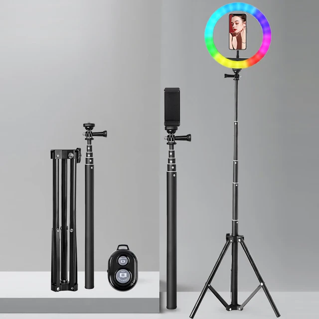 10inch RGB led circle selfie ring light selfie stick ring light with tripod stand phone holder Live video photographic light