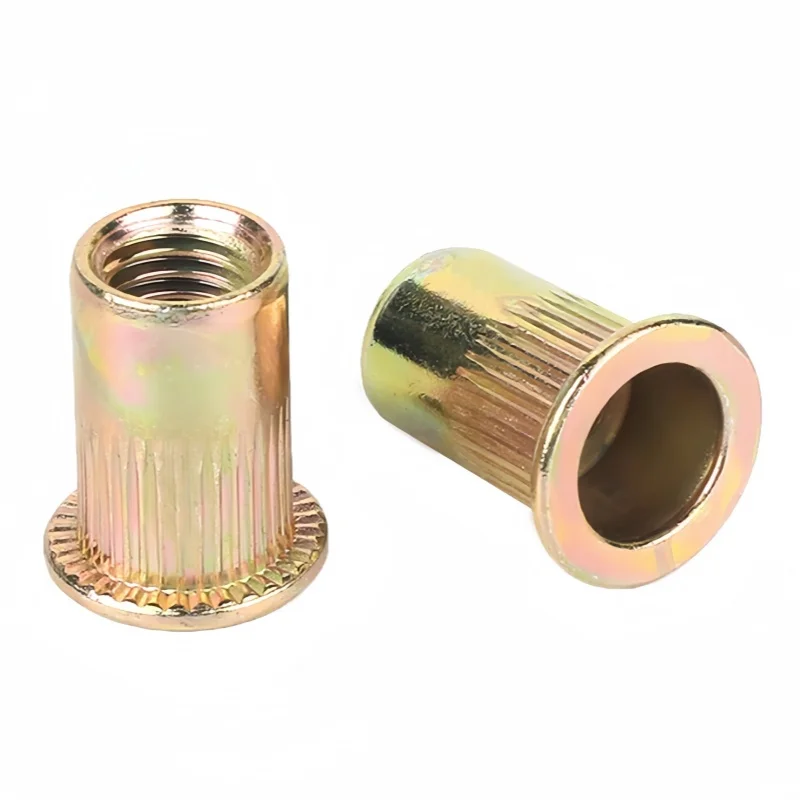 150pcs M3-M10 Zinc Plated Carbon Steel Knurled Nuts Rivnut Flat Head Threaded Rivet Insert Nutsert Cap Rivet Nut